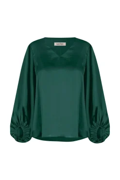 Store Carolina Sovana V-Neck Long Sleeve Top Forest Green