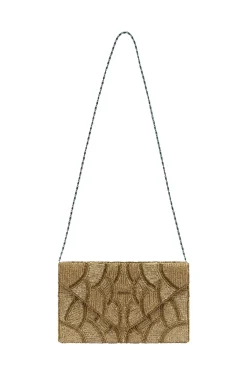 Cheap Carolina Stella Sequinned Clutch Bag Gold