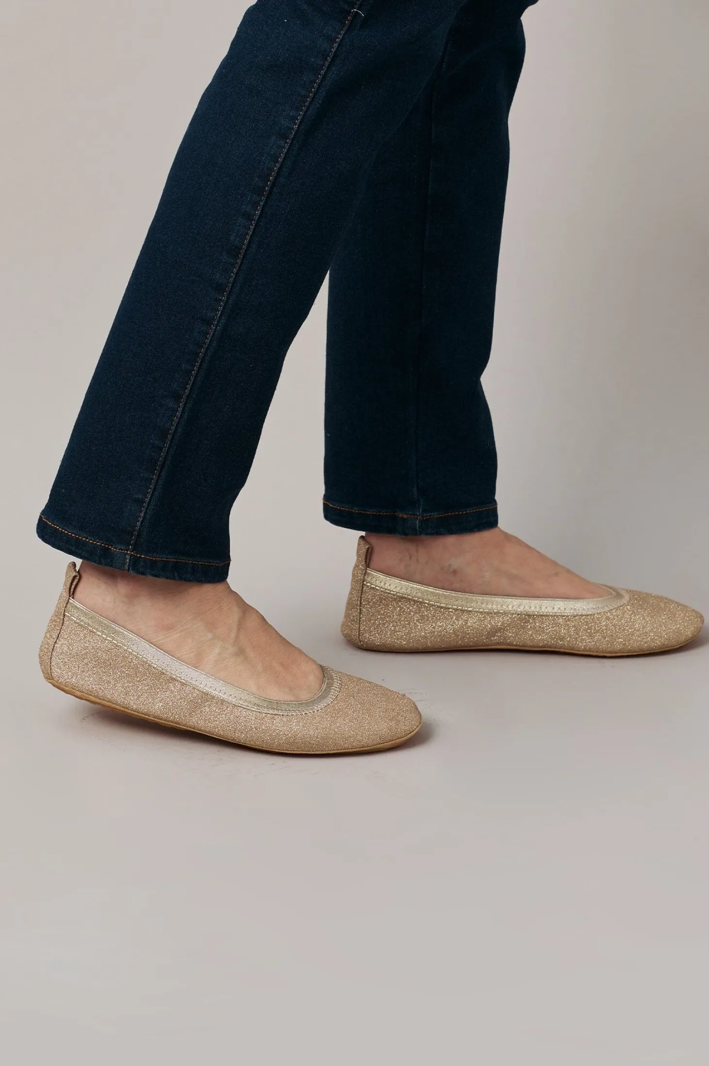 New Carolina Talia Sparkle Ballet Flats Gold