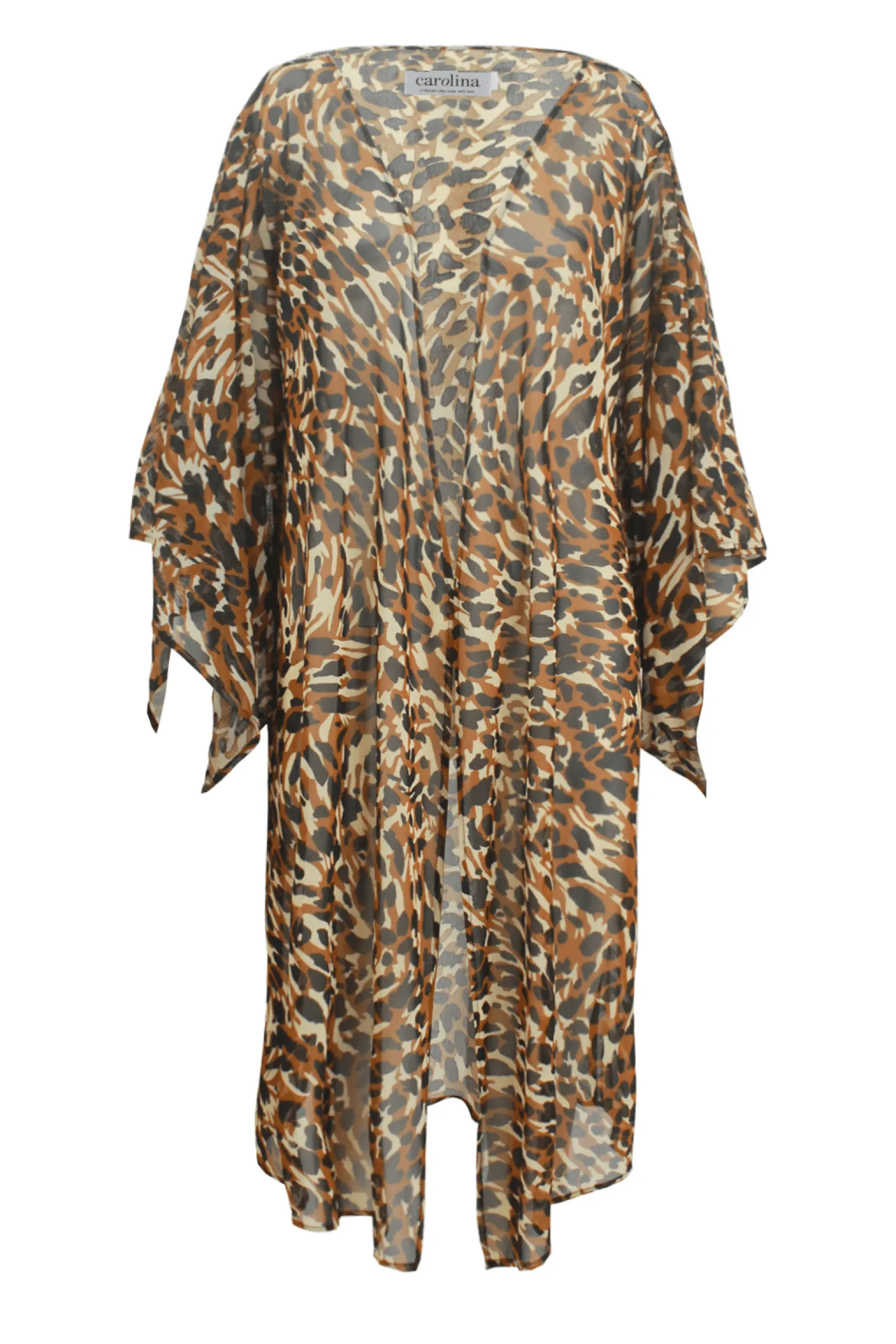 Cheap Carolina Tatum Animal Print Cape Camel and Black