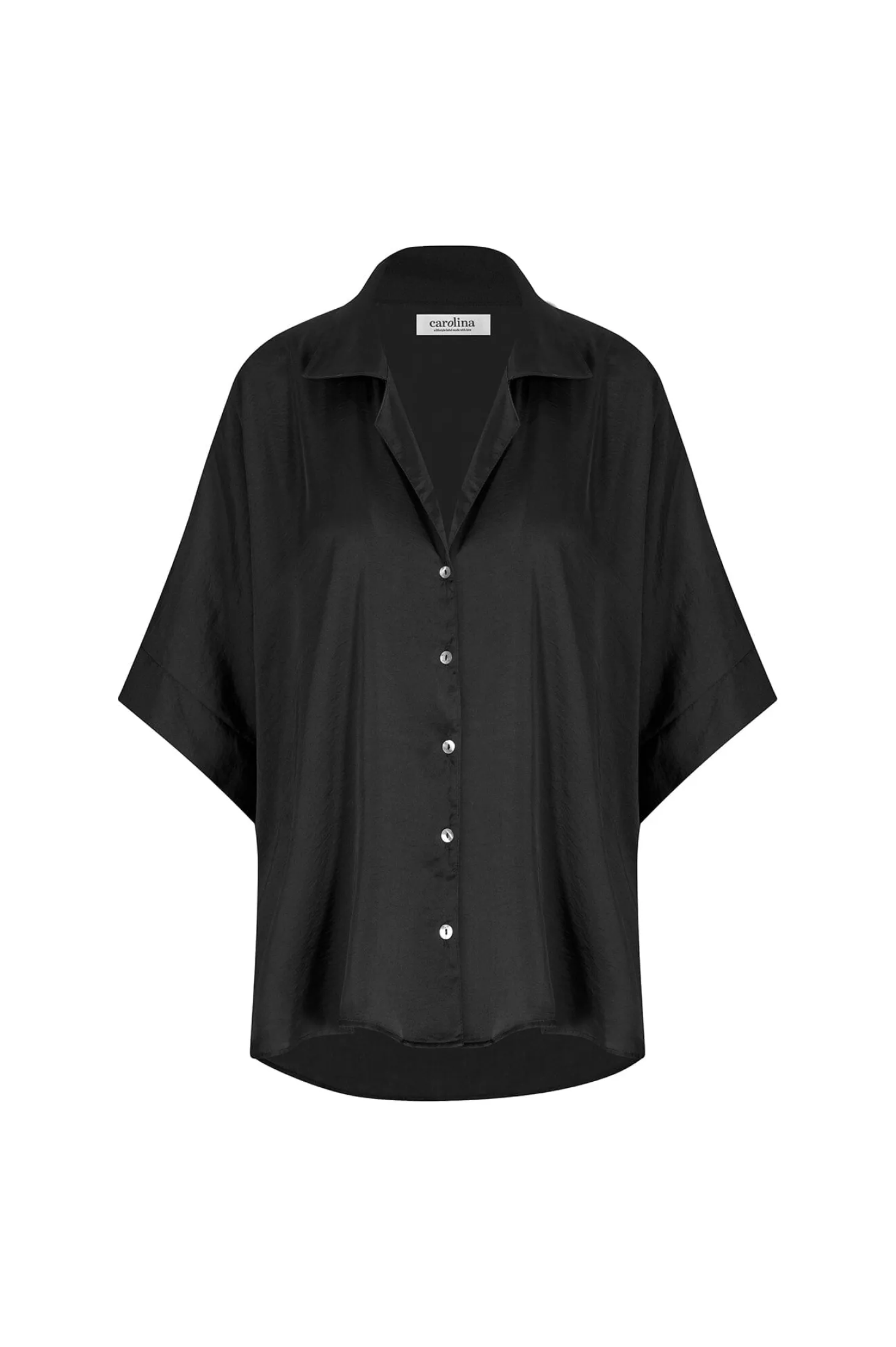 Outlet Carolina Tory Short Sleeve Collared Shirt Black