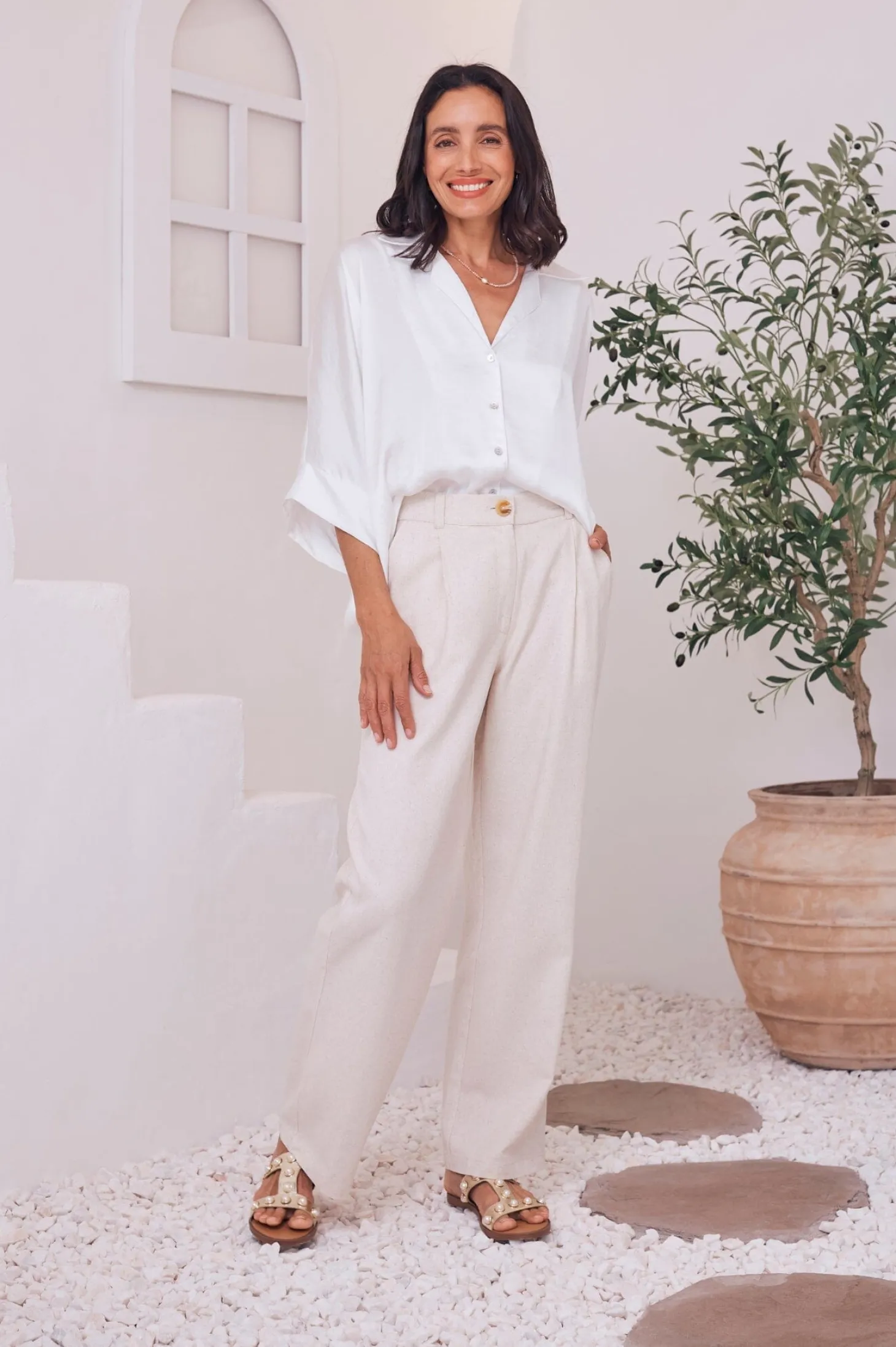 Store Carolina Tory Short Sleeve Collared Shirt White