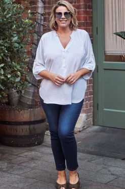 Clearance Carolina Tuscany Mid Sleeve Top White