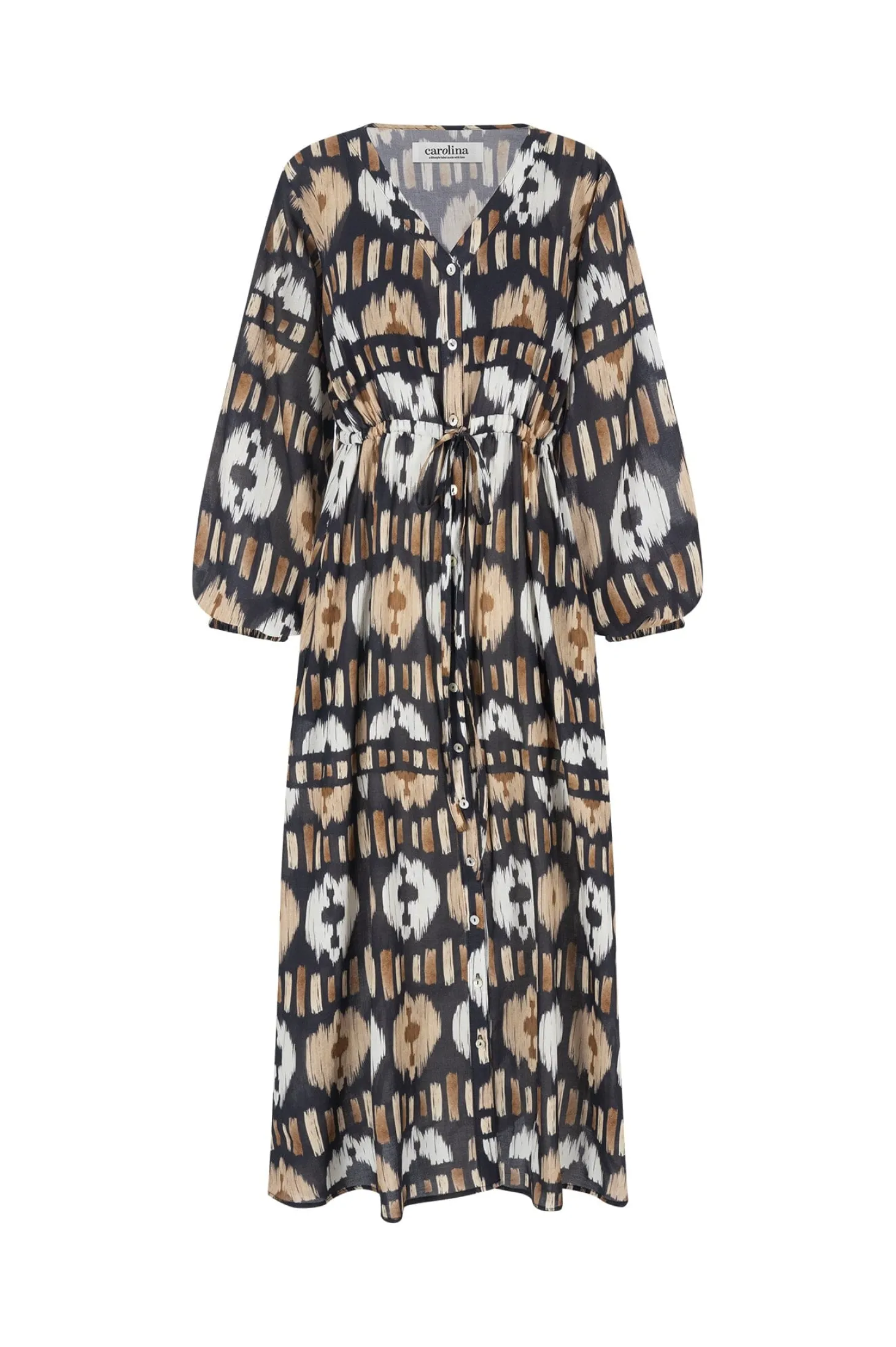 Hot Carolina Tyla Print Dress Black and Camel