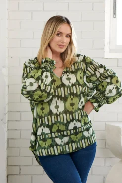 Best Carolina Tyla Print Long Sleeve Top Green