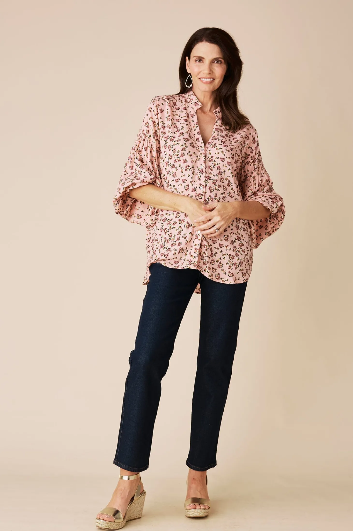Cheap Carolina Valletta Floral Long Sleeve Top Blush