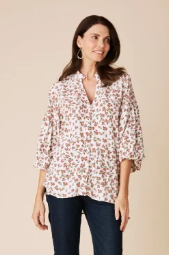 Cheap Carolina Valletta Floral Long Sleeve Top White