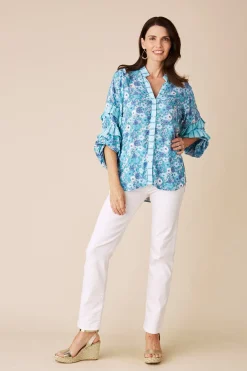New Carolina Valletta Long Sleeve Top Dana Print Blue