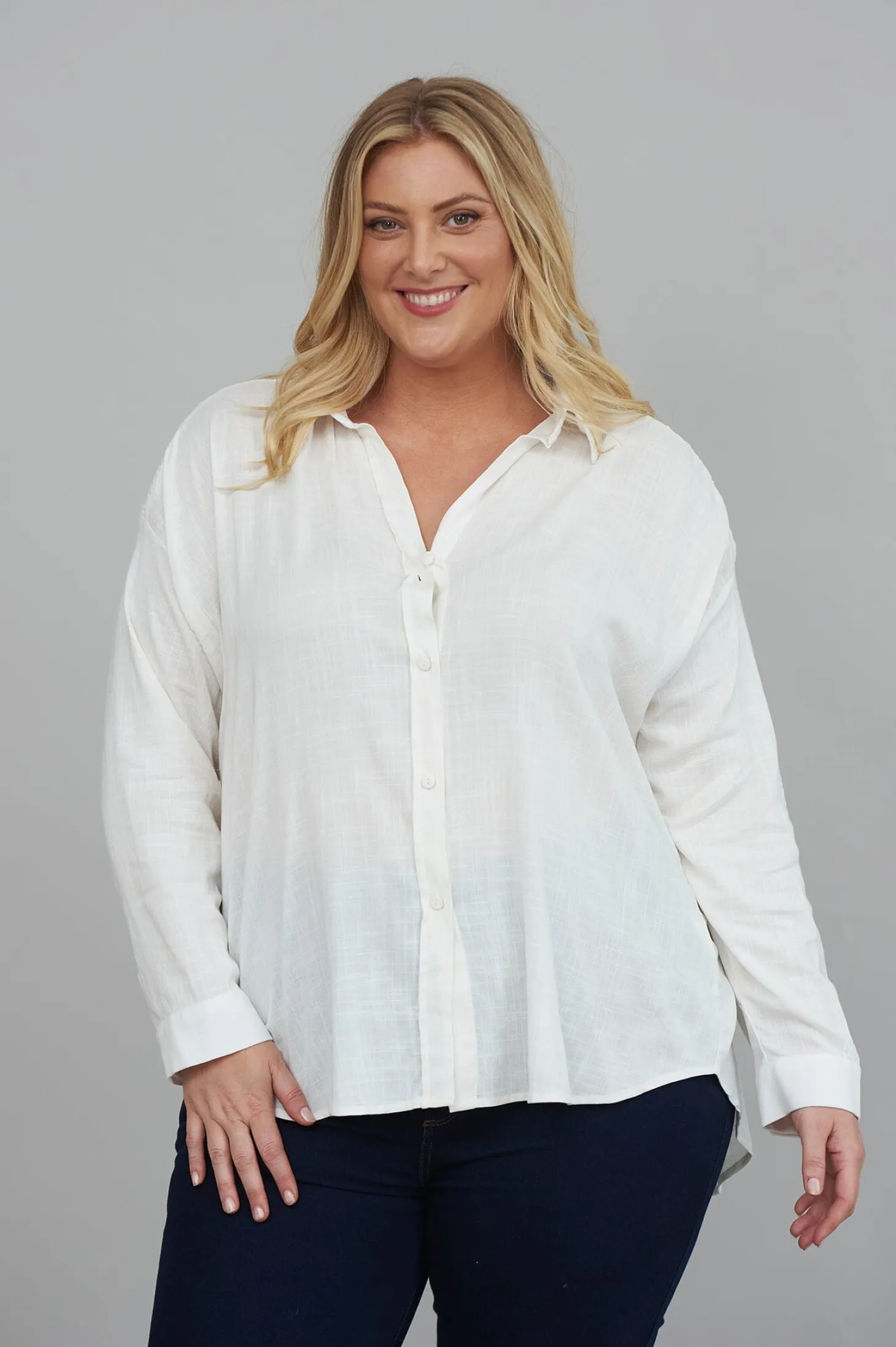 Flash Sale Carolina Wendy Long Sleeve Collared Shirt Ivory