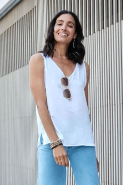 Cheap Carolina Zoe Sleeveless Top White